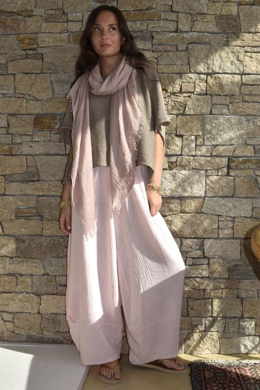 Tasha Cushion Cotton Balloon Barrel Pant Seashell